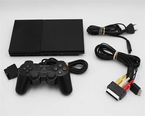 Playstation 2 - Slim - Sort - Konsol - SNR HC4871656 (B Grade) (Genbrug)