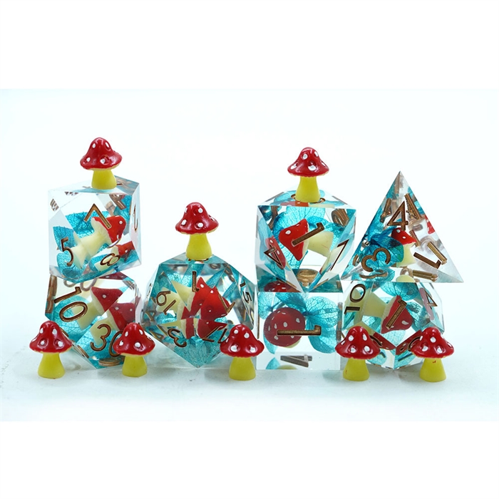 Sharp Edge Resin Dice Set - Mushroom - Rollespilsterninger - Epic Dwarf Dice