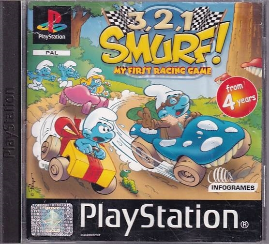 3 2 1 Smurf My First Racing Game - Back Cover Insert Mangler - PS1 (B Grade) (Genbrug)