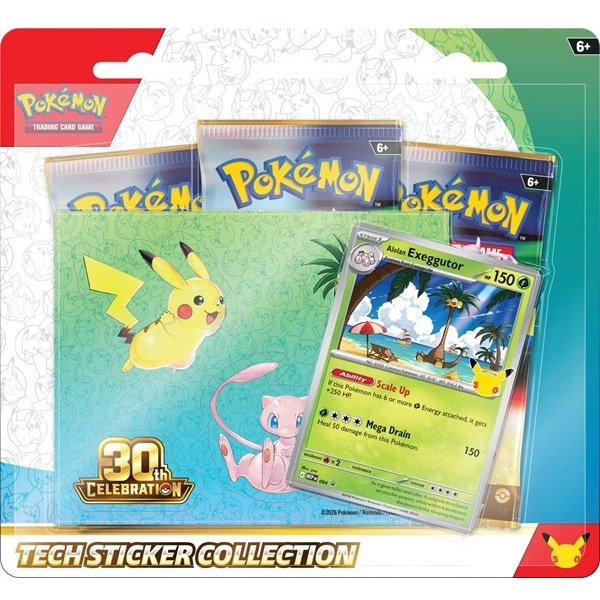 30th Celebration - Tech Sticker Collection Blister - Alolan Exeggutor - Pokemon kort
