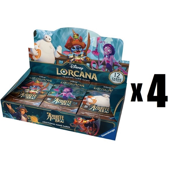 4x Azurite Sea - Booster Box (24 Booster Pack) - Disney Lorcana (Case)