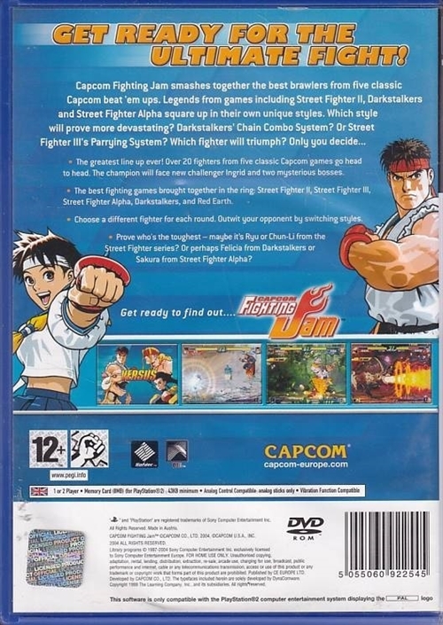 250,- Capcom Fighting Jam - Uden Manual - PS2 (Genbrug)