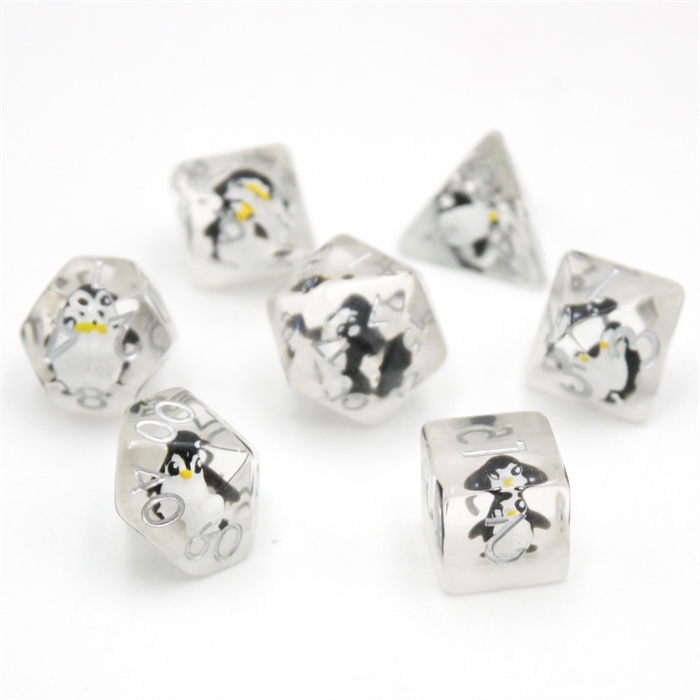 Clear Penguin Dice - Resin Terninger - Rollespilsterninger - Epic Dwarf Dice