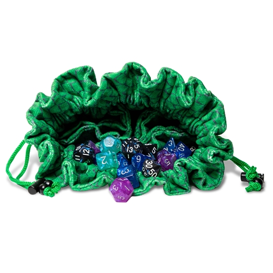 Dice Bag Green - Velvet Dragon Scales with Pockets - FanRoll