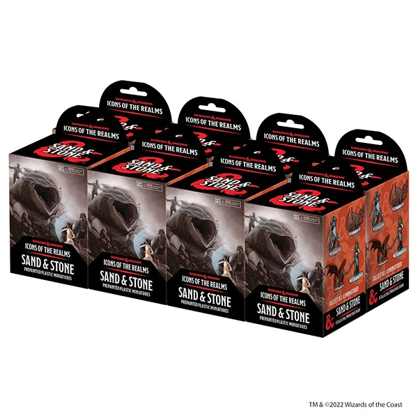 DnD - Sand & Stone Booster Brick (8 stk) - Icons of the Realms DnD Figurer