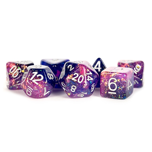 Eternal Purple Blue - Polyhedral Resin 16mm - Rollespils Terning Sæt - Metallic Dice Games