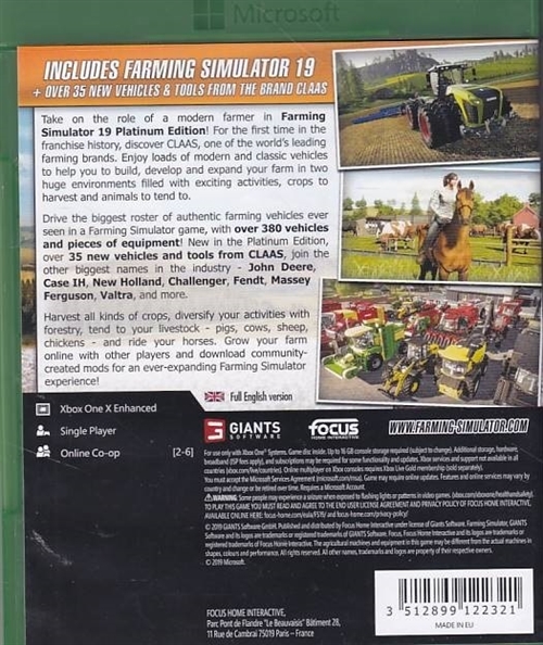 100,- Farming Simulator 19 Platinum Edition - Xbox One Spil (Genbrug)