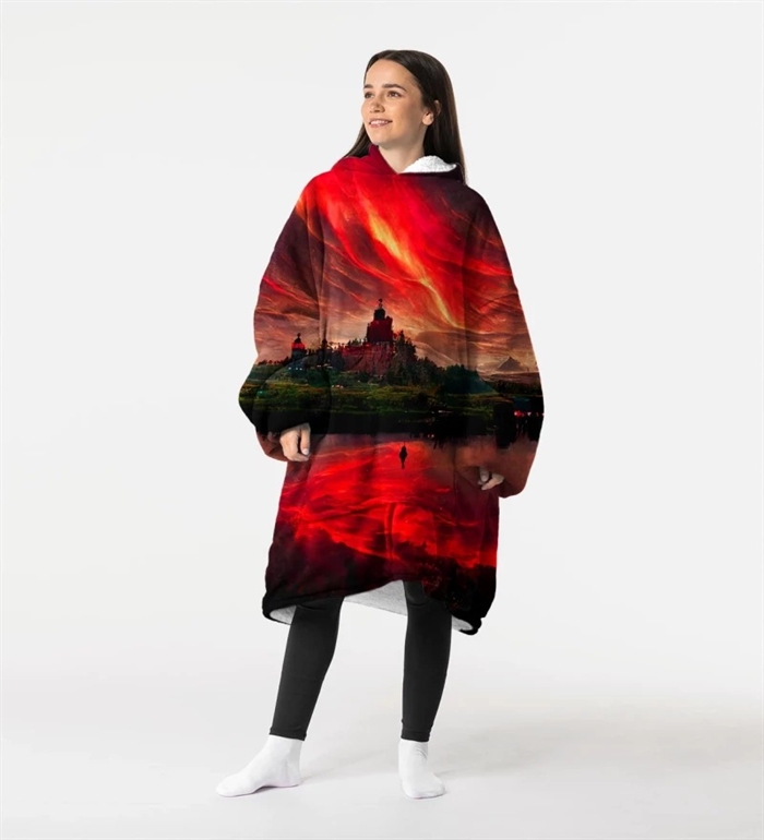 Huggie - Red Fantasy Sky - Giant Blanket Hoodie - Kæmpe Tæppe Hættetrøje