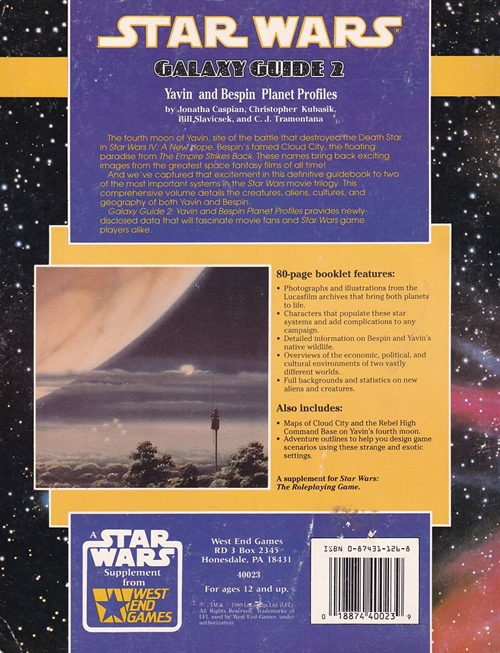Star Wars Galaxy Guide 2: Yavin and Bespin (B Grade) (Genbrug)