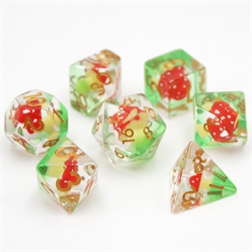 Clear Green Mushroom - Resin Terninger - Rollespilsterninger - Epic Dwarf Dice