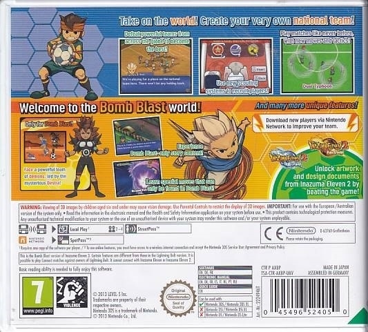 500,- Inazuma Eleven Bomb Blast 3DS (Genbrug)
