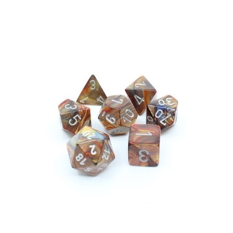 Lustrous Gold with Silver Dice Set - Rollespilsterninger - Chessex