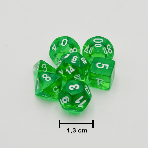 Mini Translucent Green and White Dice Set - Rollespilsterninger - Chessex