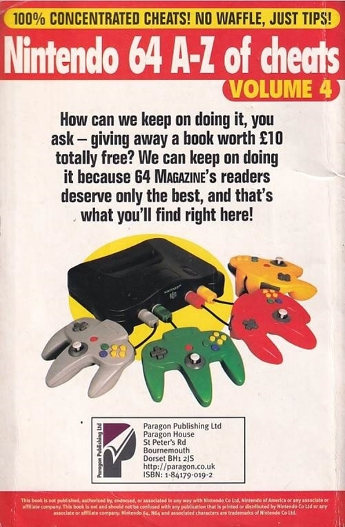 50,- Nintendo 64 A-Z of Cheats Volume 4 - N64 (Genbrug)