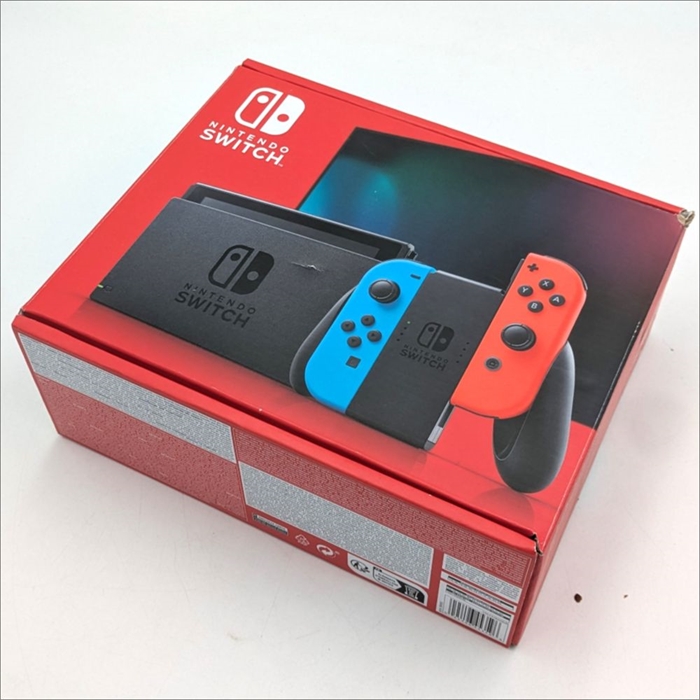 Nintendo Switch - Neon Blue & Neon Red - Konsol - Komplet I Æske - 2019 Model - SNR XKJ20017099477 (B Grade) (Genbrug)