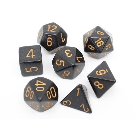 Opaque Black with Gold Dice Set - Rollespilsterninger - Chessex
