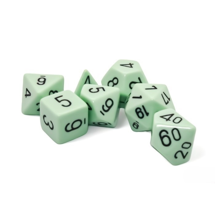 Opaque Pastel Green and black Dice Set - Rollespilsterninger - Chessex