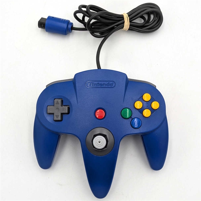 Original Nintendo 64 Controller - Uoriginal Analog Stick - Solid Blue - Nintendo 64 Tilbehør (B Grade) (Genbrug) 