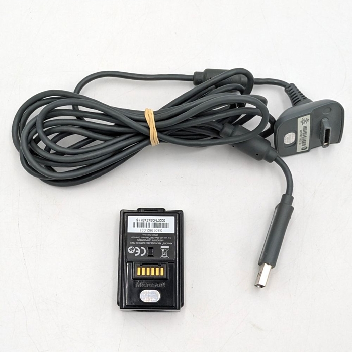 Originalt Genopladeligt Batteri og Ladekabel til Controller - Grå og Sort - XBOX 360 Tilbehør (B Grade) (Genbrug)