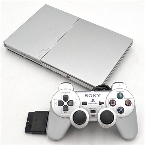 Playstation 2 - Slim - Silver - Konsol - SCPH-90004 - SNR HC9953615 (B Grade) (Genbrug)
