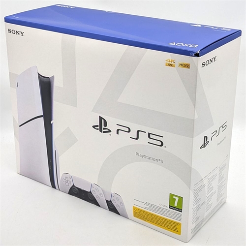 Playstation 5 - Slim Disc Edition - 2 DualSense Bundle - Konsol - Komplet - 1TB HDD - SNR E4410122X12856286 (B Grade) (Genbrug)