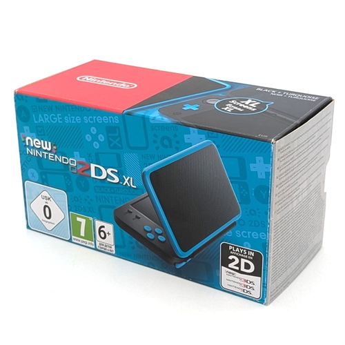 New Nintendo 2DS XL - Komplet I kasse - Black and Turquoise - SNR NEG108845411 (B Grade) (Genbrug)