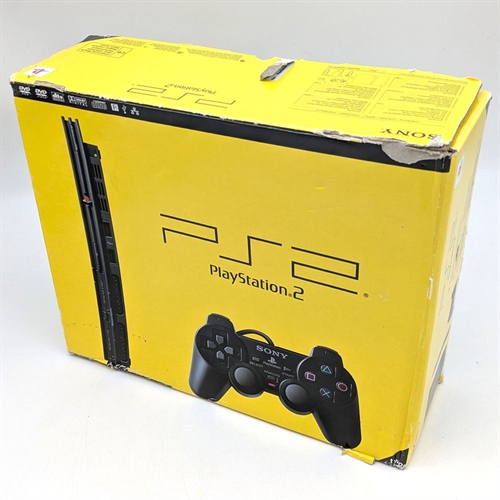 Playstation 2 - Slim - Sort - Komplet I Kasse - Konsol - SCPH-70004 - SNR AC6359184 (B Grade) (Genbrug)