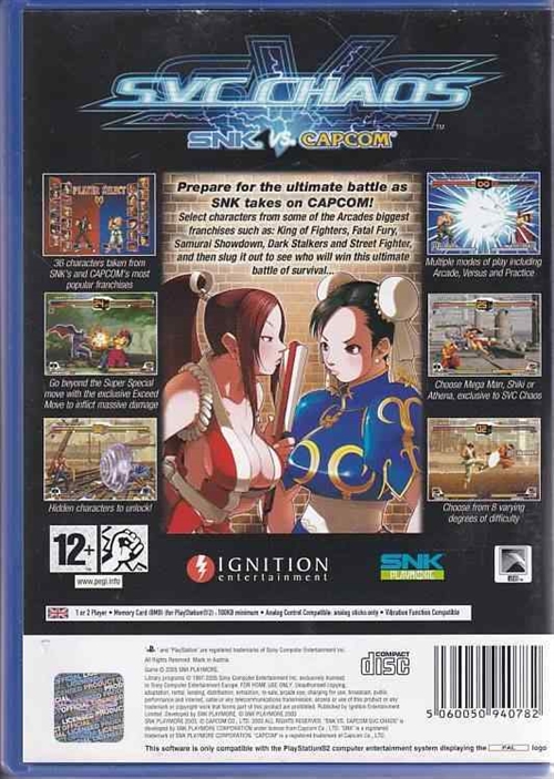 300,- SNK vs. Capcom: SVC Chaos - PS2 (A Grade) (Genbrug)