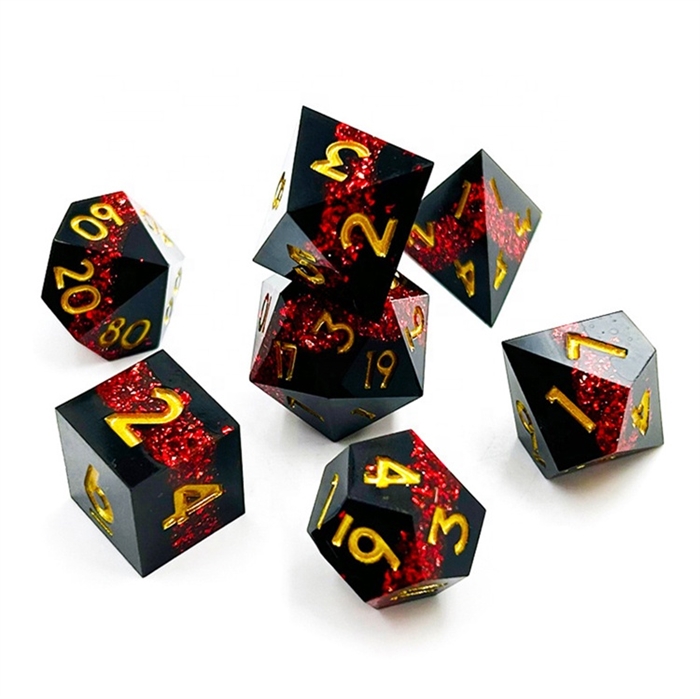 Shiny Ore Resin Sharp Edge  - Black Ruby - Rollespilsterninger - Epic Dwarf Dice