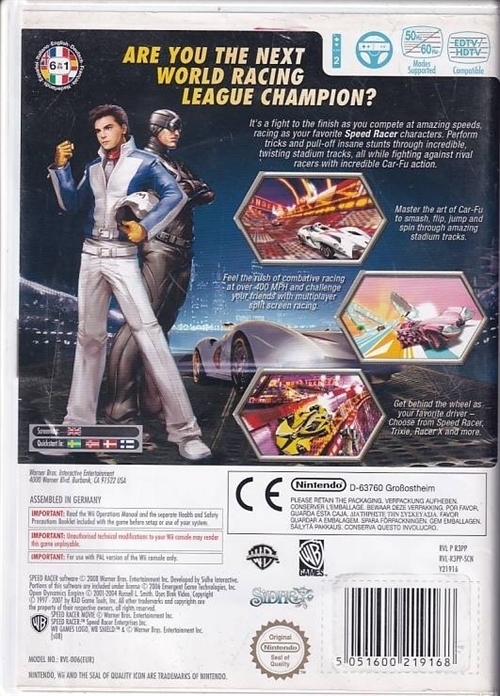 100,- Speed Racer The Videogame - Wii (Genbrug)