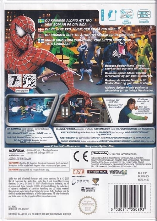 200,- Spider-Man Friend Or Foe - Wii (Genbrug)
