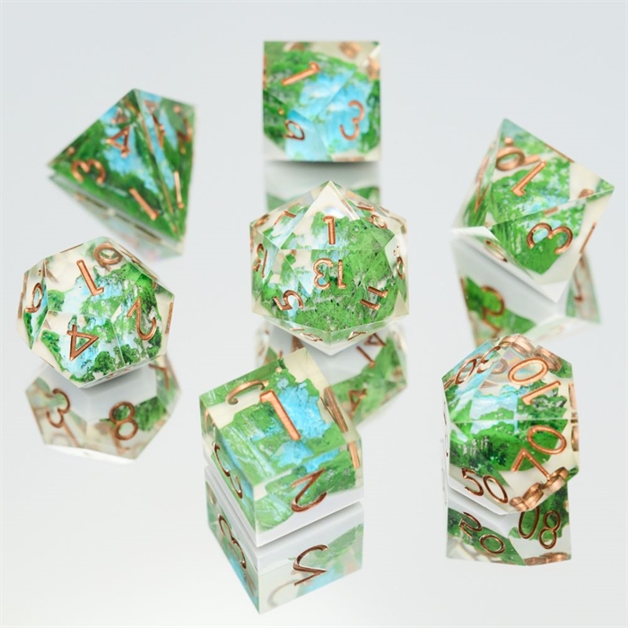 Stone Mountain Resin Sharp Edge - Green with river - Rollespilsterninger - Epic Dwarf Dice