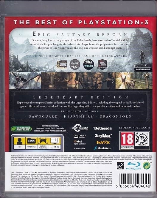 150,- The Elder Scrolls V Skyrim Legendary edition Essentials - PS3 ...