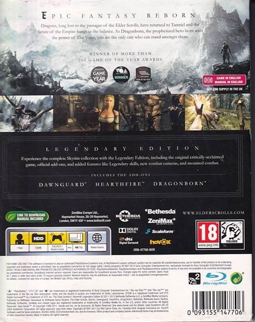 175,- The Elder Scrolls V Skyrim Legendary Edition - med papsleeve ...