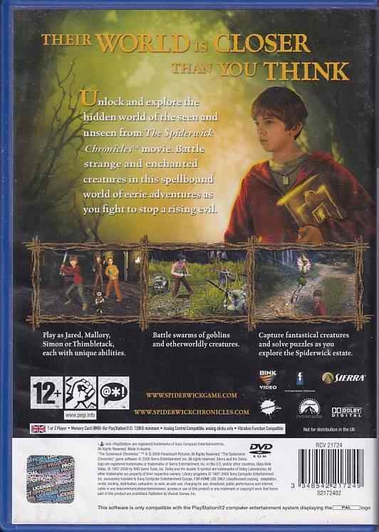 Les Chroniques De Spiderwick - Jeu PS2 COMPLET FR PAL - Sony PlayStation 2