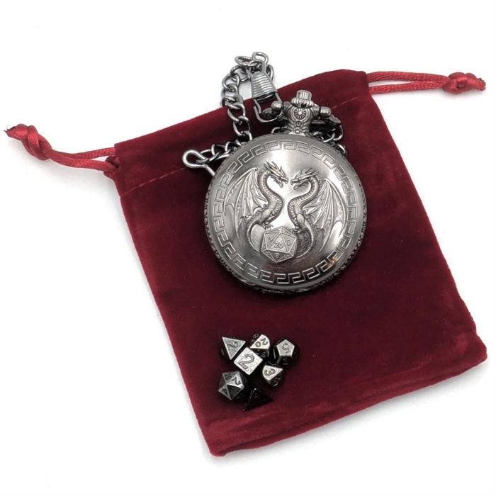 Pocket Watch Edition - Twin Dragons - Metal farve - Mini Metal Rollespilsterninger - Epic Dwarf Dice