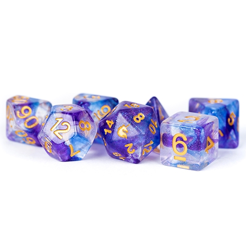 Unicorn Midnight Fantasy - Polyhedral Resin 16mm - Rollespils Terning Sæt - Metallic Dice Games