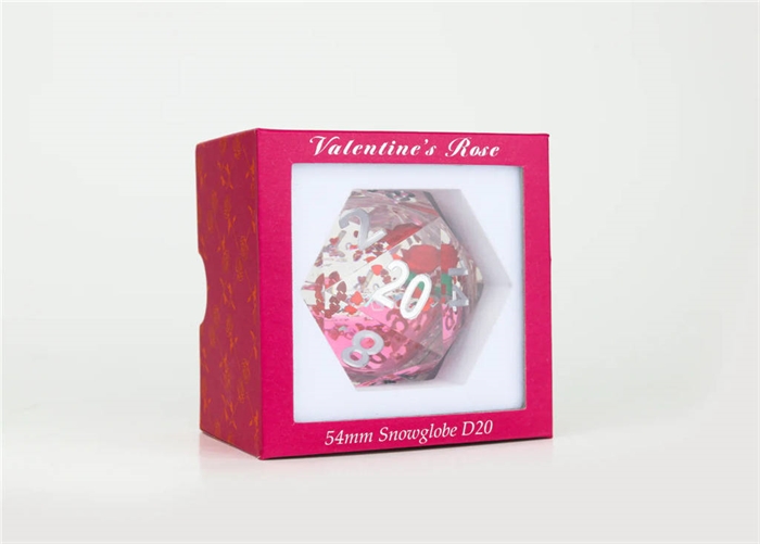 Valentine Rose - 54mm Snowglobe D20 - Rollespilsterninger - Sirius Dice